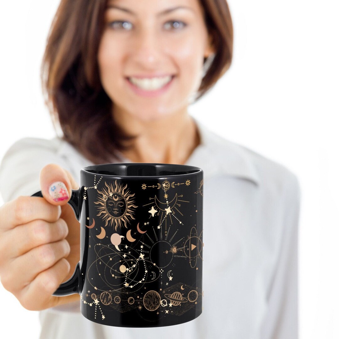Sun and Moon Mug, Whimsigoth, Celestial Objects Coffee Mug, Vintage