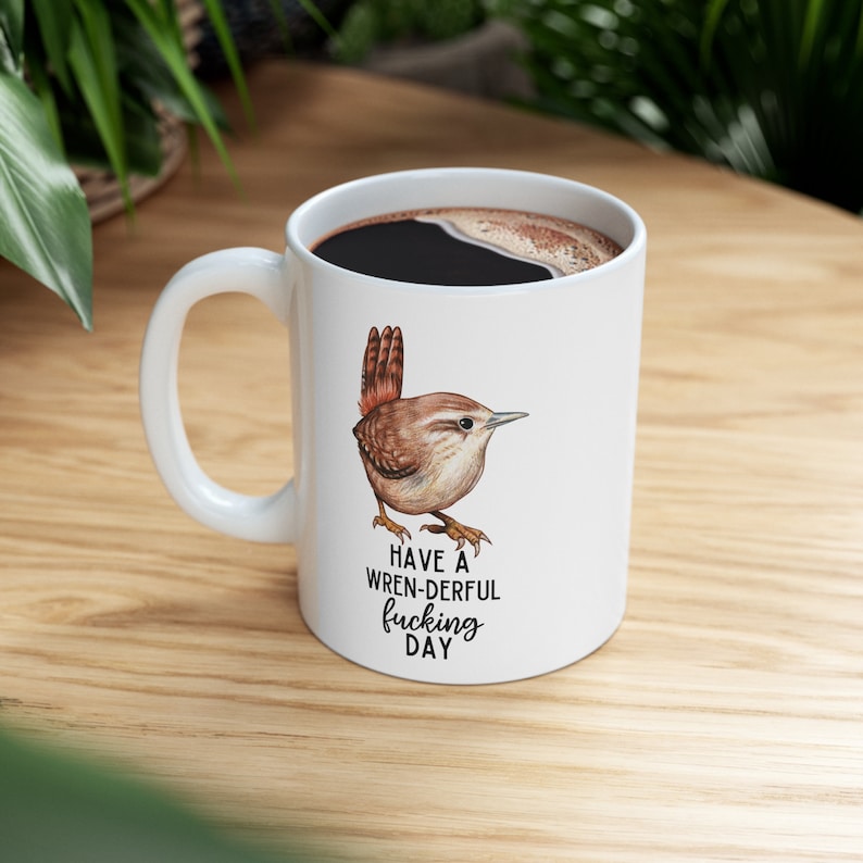 Lustiger Zaunkönig Becher, Carolina-Zaunkönig, Haus-Zaunkönig, rude-Wren, Motivationsvogel-Geschenk, vulgärer Becher, Schimpfwort-Becher, Vogel-Liebhaber-Geschenk, lustiger Vogel-Becher Bild 3
