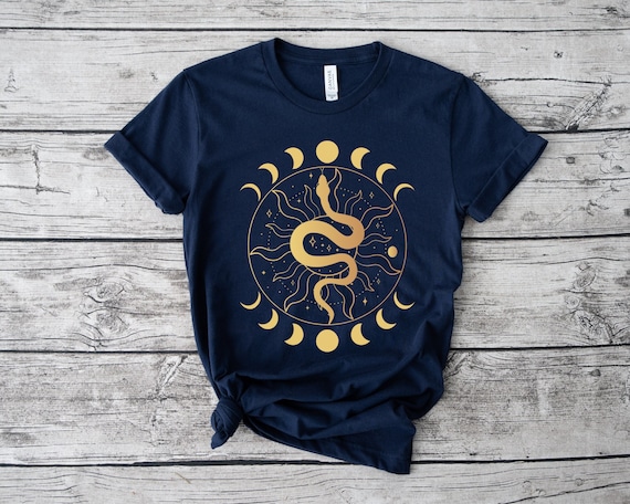 Whimsigoth Shirt, 90s Celestial Tee, Boho Aesthetic Clothing, Dark Academia, Celestial Gothic Decor, Moon and Serpent, Lunar Phases tShirt