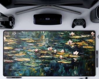 Monet Desk Mat, Water Lilies Deskmat, Desk Mat Aesthetic, Claude Monet, Abstract Oil Painting Mousepad, Large Mousepad, Floral Desk Mat