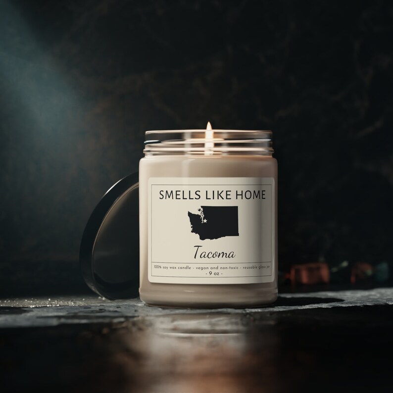 Tacoma Washington Candle, Washington State, Seattle WA, Tacoma WA, Tacoma Home, New House Tacoma, Farewell Gift, Moving Gift, New Apartment image 2