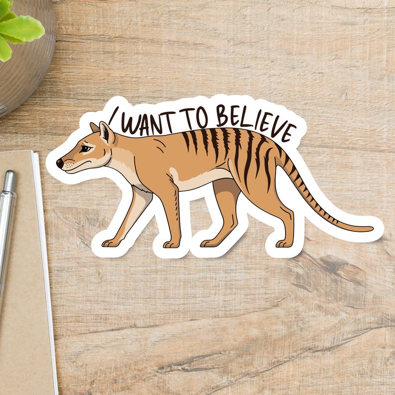 Exticnt Sticker Thylacine Sticker, Tasmanian Tiger, Extinct Species, Conservation ...