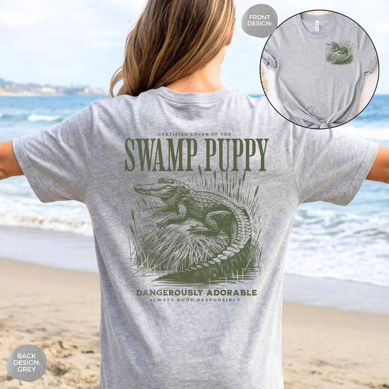 Rolig alligatortröja, alligatorälskare, Florida Life, Everglades, träskvalp, Florida Beauty, Florida-tröja, krokodilälskare, Florida Gator BACK DESIGN: Grey
