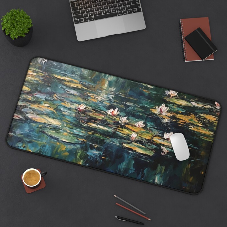 Monet Desk Mat, Water Lilies Deskmat, Desk Mat Aesthetic, Claude Monet, Abstract Oil Painting Mousepad, Large Mousepad, Floral Desk Mat image 6