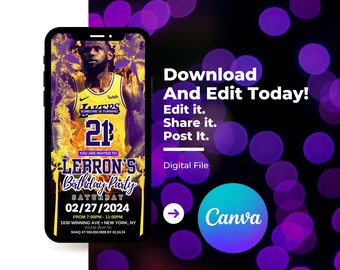 Lebron James Birthday Invitation - Etsy