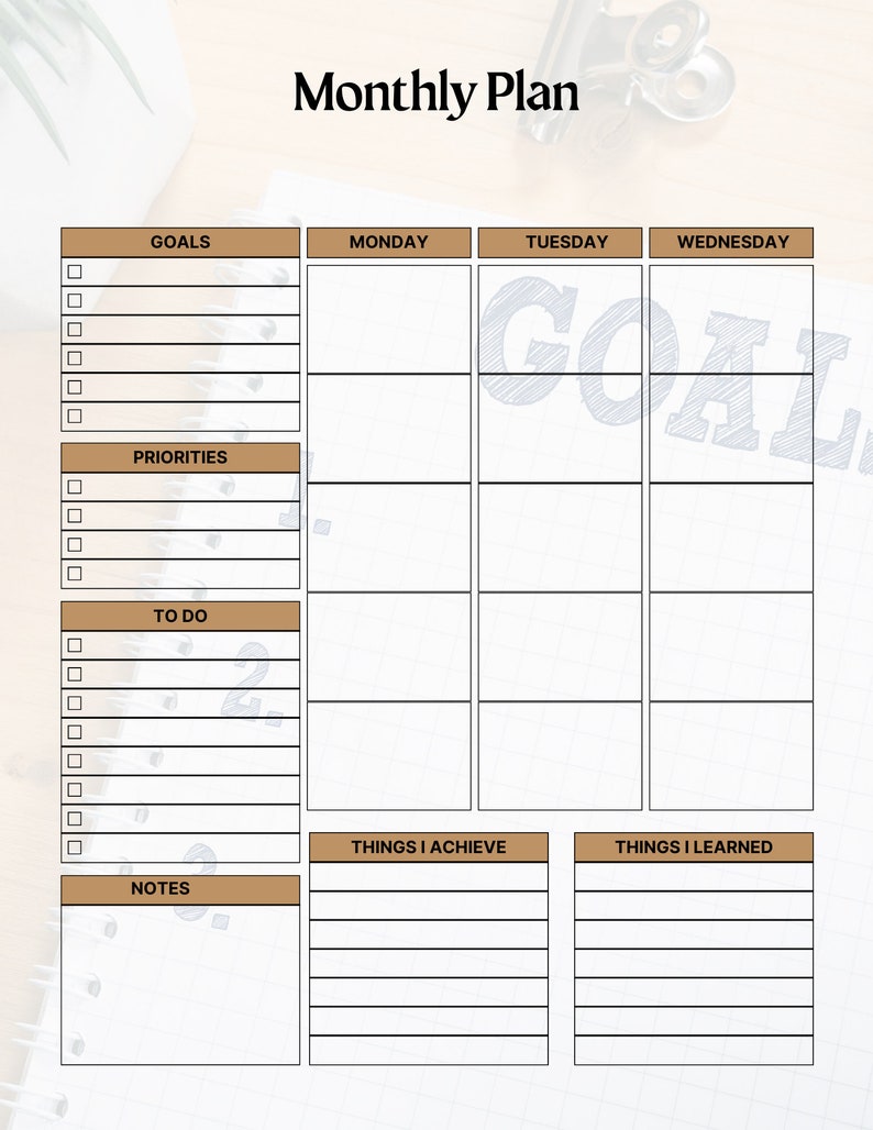 Goal Planner PDF Printable Habit Tracker Goal Setting Goal - Etsy