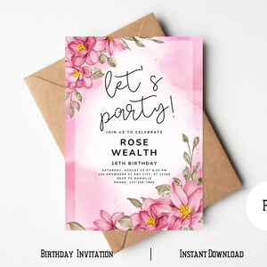Birthday Invitation Template, Printable Birthday Invite Card, Digital ...