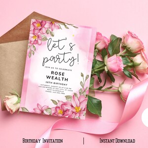 Birthday Invitation Template, Printable Birthday Invite Card, Digital ...