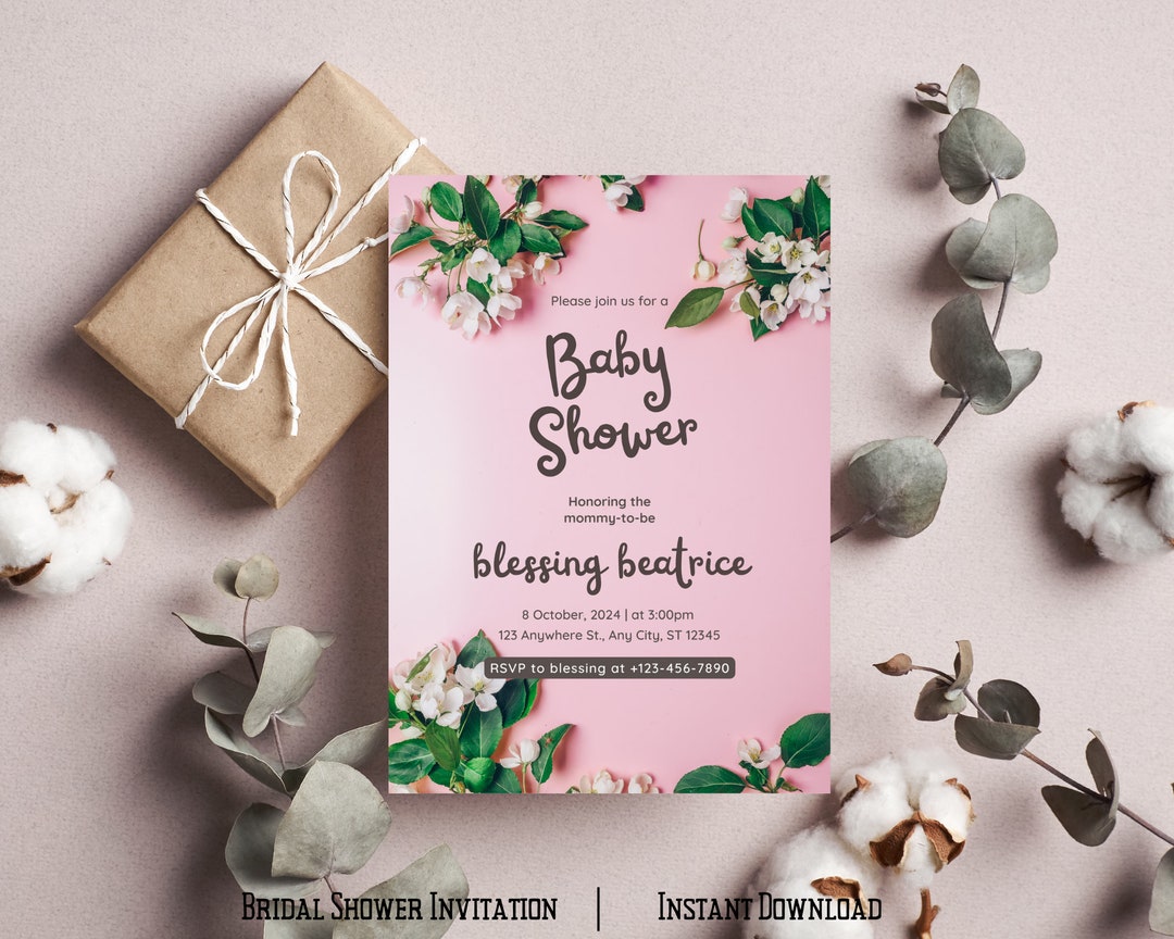 Baby Shower Invitation, Baby Shower Invitation, Editable Minimalist