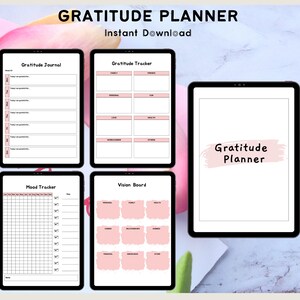 Gratitude Planner Journal, Mindfulness Log, Gratitude Template, Self-Care Planner, Daily planner, Gratitude Jar, Wellness planner, Instant