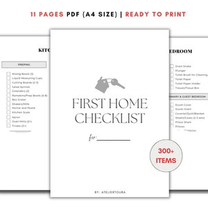 Digital First Home Essentials Checklist, Printable First Home Essentials Checklist, New Home Planner, New Homeowner Checklist