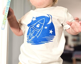 Handmade Rocket Ship Toddler T-Shirt Artisan Made Small Batch