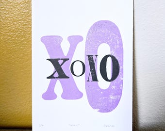 XOXO Handmade Letterpress Print: Limited Edition Typography Art (5x7)