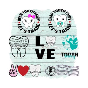 Tooth Fairy SVG * BONUS * Tooth Fairy Chart + Certificate * 10 Designs * Téléchargement instantané * Idéal pour Cricut, Silhouette, Lasers, Artisanat + plus !