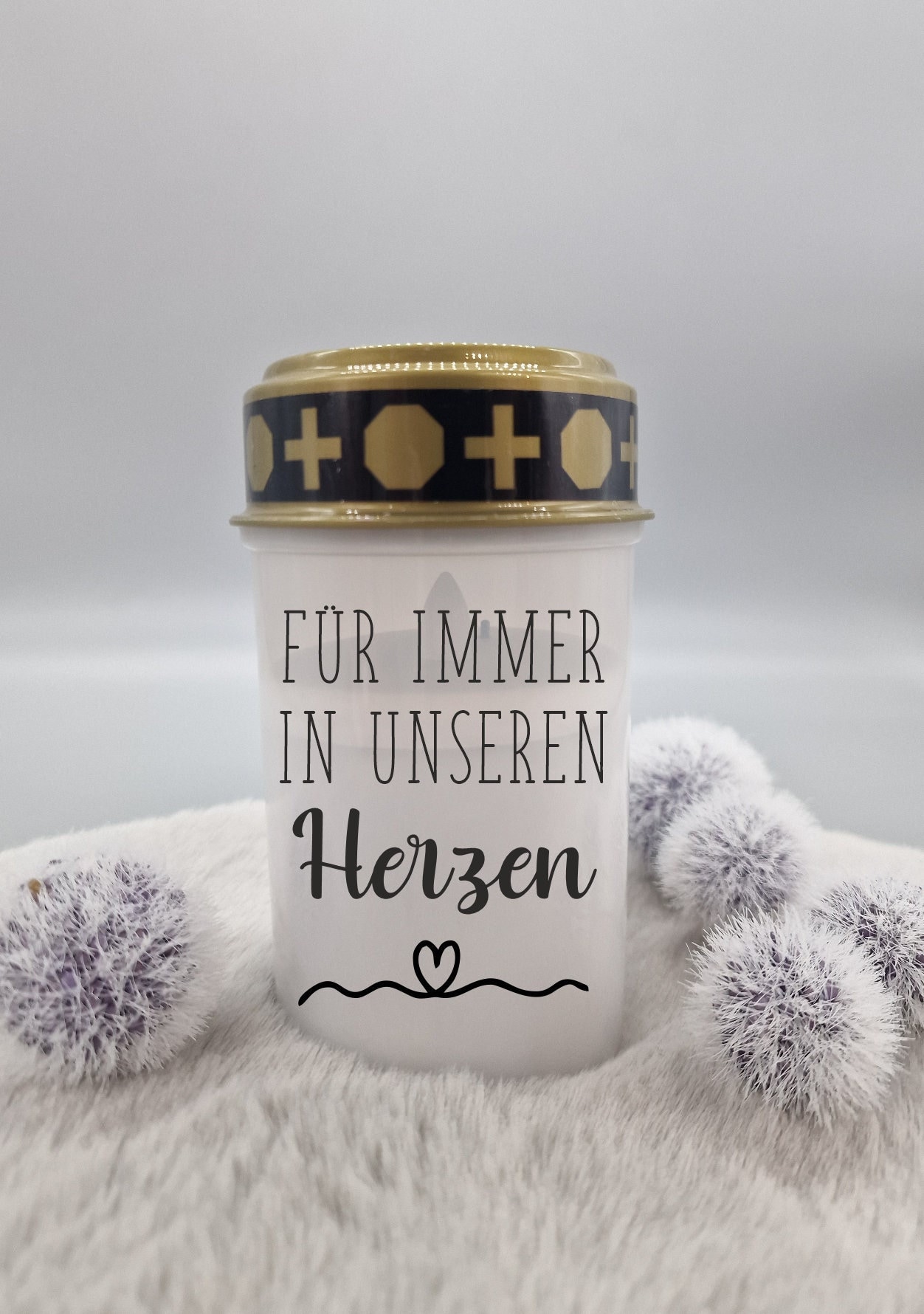 Grabkerze LED mit Spruch