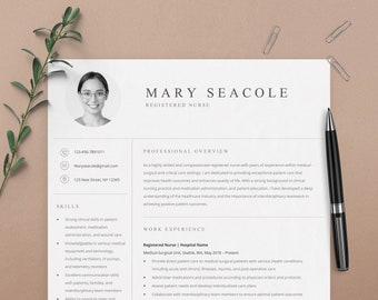 Nurse Resume Template, Modern Resume, Professional Resume, Registered Nurse Resume, Resume Template Google Docs, Word, Pages, CV Template