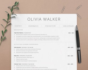 CV-sjabloon voor studenten, Google Docs voor stage, middelbare scholieren en studenten, moderne studenten-cv, studenten-cv