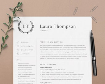Teacher Resume, Template Word, Pages, Google Docs, Teaching Resume, Resume Template, CV Teacher Professional, Modern Resume, Modern CV