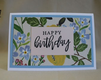 Floral Happy Birthday Greeting Card | Blank or Stamped | Multiple Designs | Perfect for Her