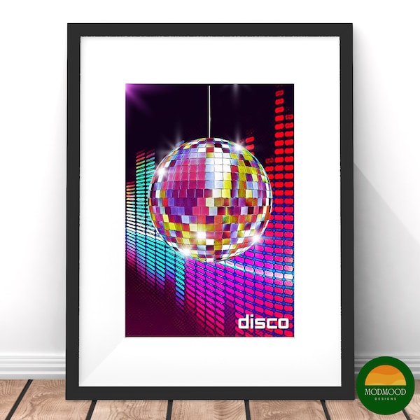 Disco Ball Poster Mirrorball Poster Printable Last Disco Party Decorations College Girl Apartment Decor Pink Barbiecore Digital Download