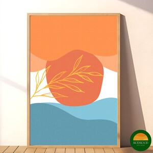 Abstract Sunset Art Seascape | Ocean Inspired Style | Printable Wall Art Beachy Room Decor Minimalist Summer Bath Decor | Digital Download
