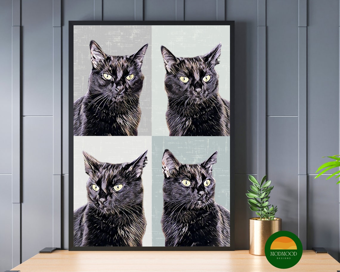 Black Cat Wall Art Printable Cat Poster Hygge Man Cat Eccentric Decor ...