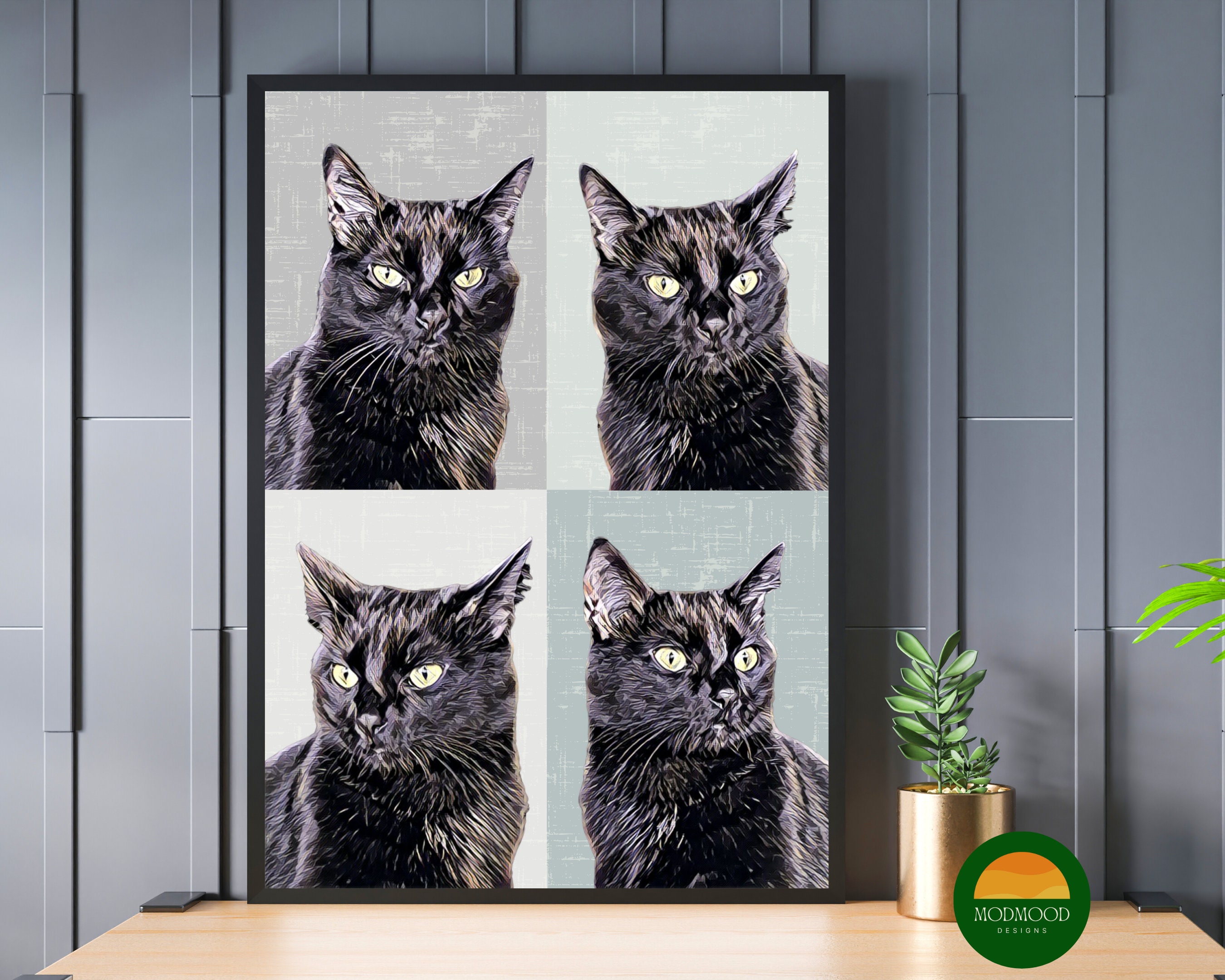 Black Cat Wall Art Printable Cat Poster Hygge Man Cat Eccentric Decor ...