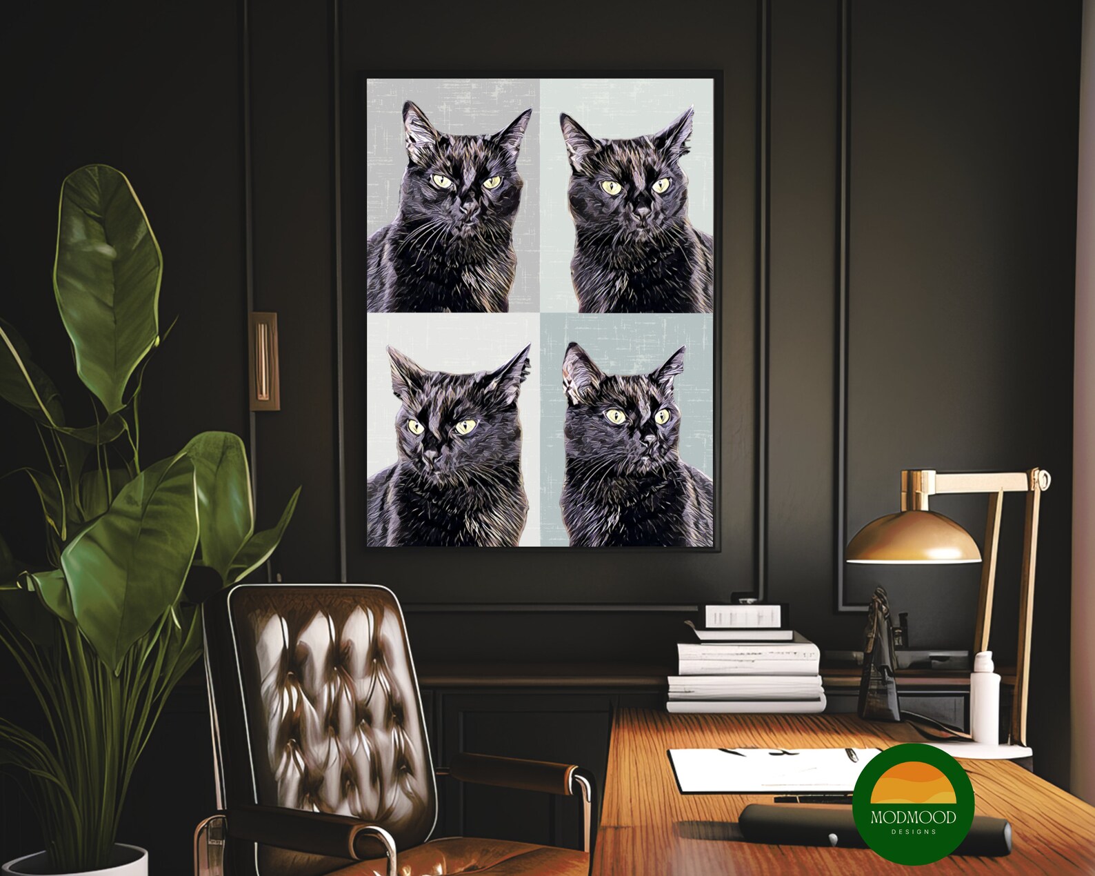 Black Cat Wall Art Printable Cat Poster Hygge Man Cat Eccentric Decor ...