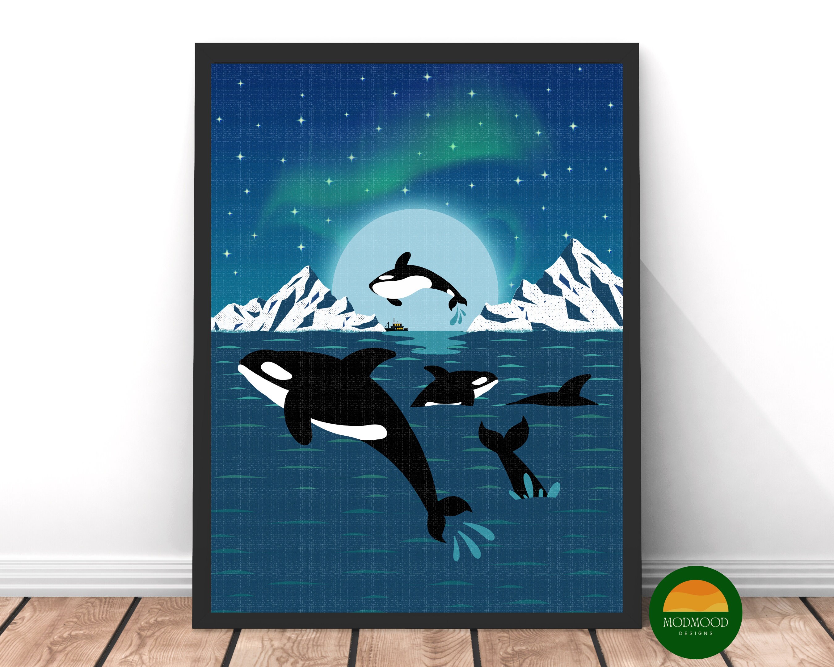 Orca Whale Art Printable, Pacific Northwest Decor, Navy Blue Boys Room,  Digital Download - Etsy
