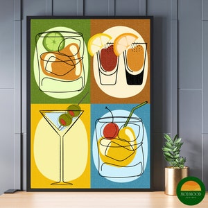 Bar winkelwagen afdrukbare mannelijke Wall Art College appartement decor print Mixology Bar Cart Art Bar artwork mannelijke geschenken barman digitale download
