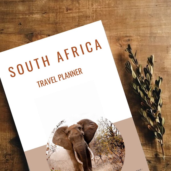 South Africa Travel Itinerary, Template Modern Minimal, Printable, travel planner, Traveling South Africa, packing list