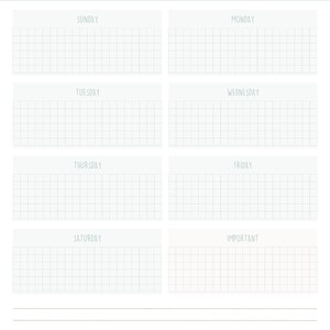 May include: A printable travel planner with a light blue header that says "TRAVEL OVERVIEW". The planner has a grid for each day of the week, with spaces for "Sunday", "Monday", "Tuesday", "Wednesday", "Thursday", "Friday", "Saturday", and "Important". There is also a section at the bottom for notes.