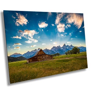T.A. Moulton Barn at Sunset, Grand Teton National Park, Jackson Hole, Wyoming, Canvas Print, Metal, Acrylic Wall Art