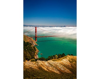 Golden Gate Bridge, San Francisco, Northern California, Fog, Vertical, Canvas Print, Metal, Acrylic Wall Art
