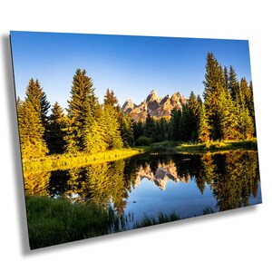 Grand Tetons National Park Sunrise, Rocky Mountains, Jackson Hole, Wyoming, Sunset, Schwabacher Landing, Canvas, Metal, Acrylic Print