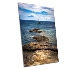Greece Canvas Print, Andros Island, Tourlitis Lighthouse, Aegean Sea, Vertical, Metal, Acrylic Wall Art