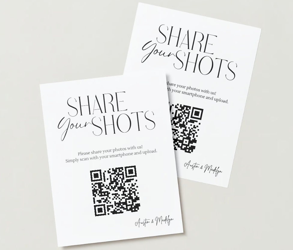 8x11 Share Your Shots QR Code Sign QR Code Wedding Love Qr Code Wedding ...