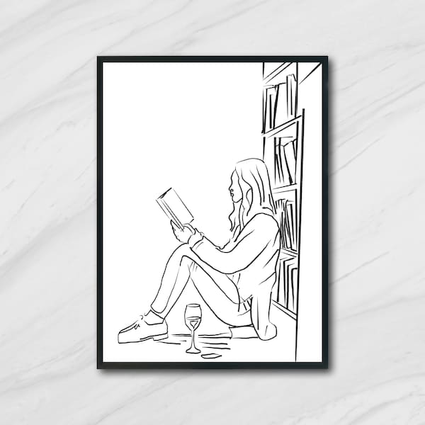 Book Hands Art Print, Abstract wein Print, wein Art, Bookish Print, Book Print,Book Lover Art, Line Art, Woman Reading, Aesthetic Room Decor