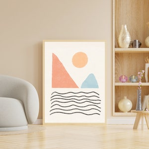 Bohemian Wall Art, Boho Art Print Beige , Minimal Print, Minimalist Art Print, Minimalist, Mid Century Modern Geometric Shapes,