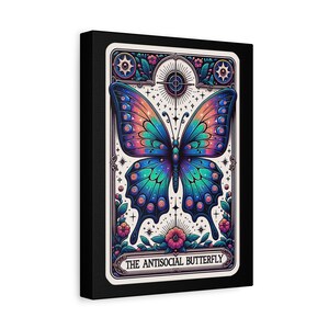 La toile mate antisociale papillon, toile tendue verticale 9 x 12, magnifique papillon violet vif et livraison GRATUITE.
