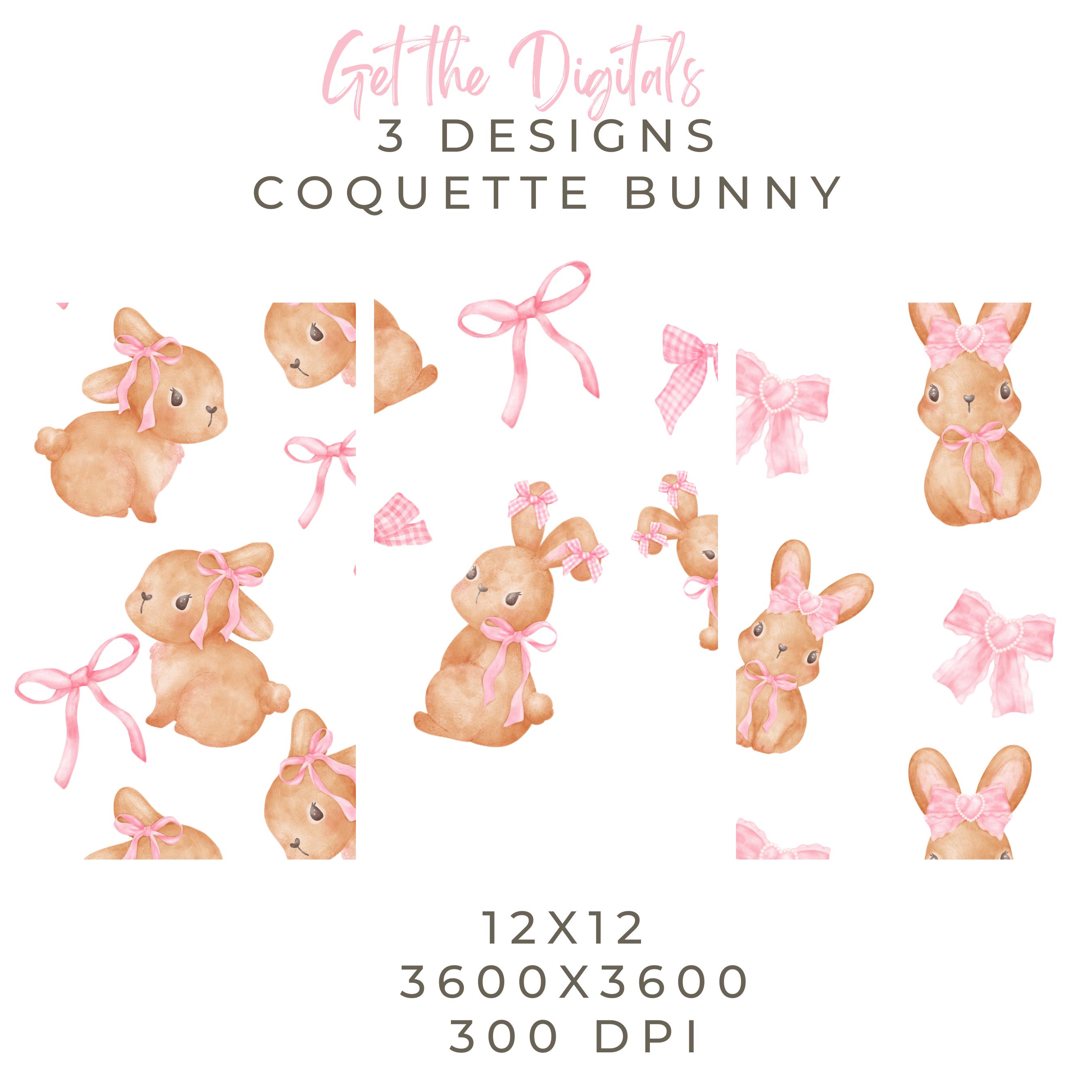 3 Coquette Bow Pink Bunny Seamless Pattern Paper Designs for Journaling ...