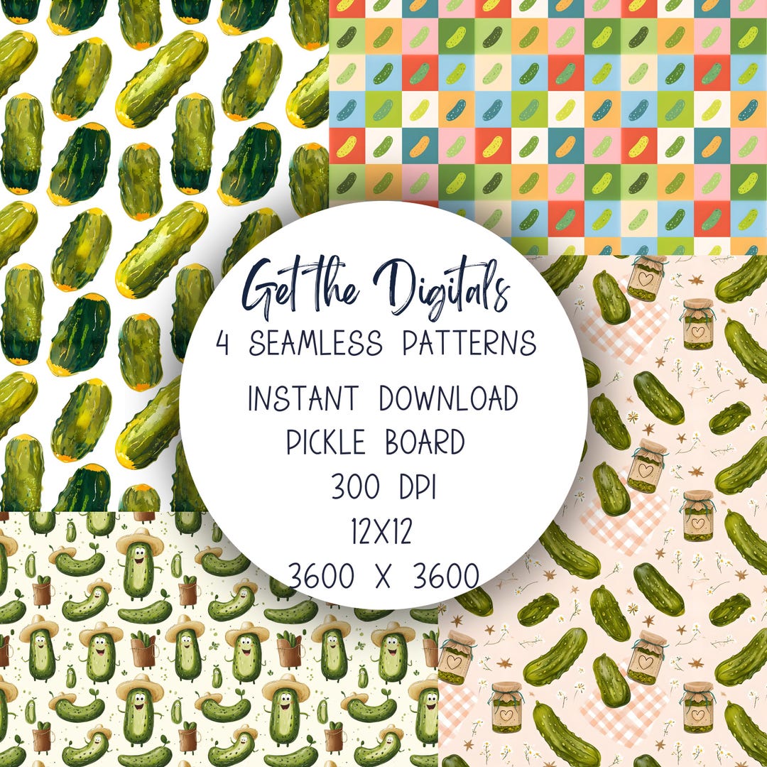 4 Pack of Seamless Pickles Papers for Crafting, Great for Sublimation ...