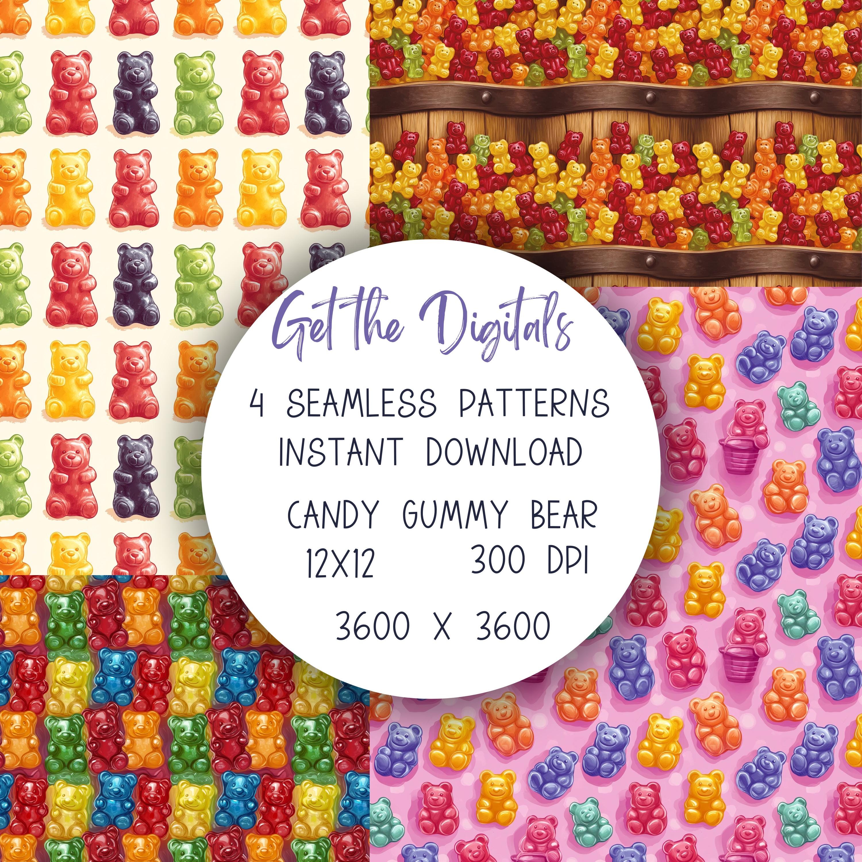 Candy Gummy Bear Seamless Patterns 4 Pack, 3600x3600 12x12 Digital ...