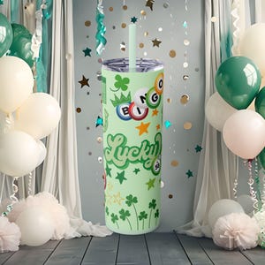 Lucky Bingo Tumbler, 20oz - Bingo Drinkware, Gift for Bingo Lovers, Green Cheers Cup, Fun and Colorful Bingo Cup Gift Idea, Sustainable Gift