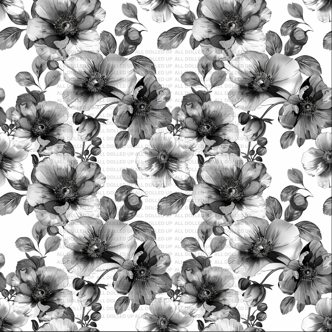 Gorgeous Black and White Flower Seamless Pattern, Great Pattern for All ...