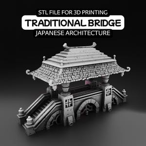 Traditional Japanese Bridge STL | 3D Printable for Tabletop RPG, D&D, Samurai and Feudal Japan Architecture | Miniature Wargaming Scenery