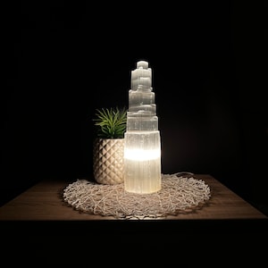 Selenite table lamp tower lamp charging tower gemstone cleaning crystal table lamp lighting decoration home decoration selenite tower
