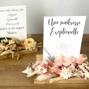 Personalized message photo frame in wood and dried flowers, ideal for Mother's Day, birthday gifts for mistresses, grandmas, nannies... image 2