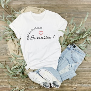 Bachelorette party customizable bride t-shirt first name and date. Bridesmaids witnesses future bride