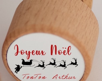 Bouchon en bois personnalisé Noël prénom